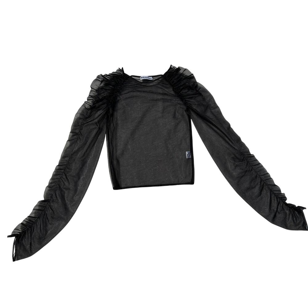 Molly Goddard Sheer Nylon Overlay Top Long Sleeve Black AW19 Size 8 UK 4 US $370